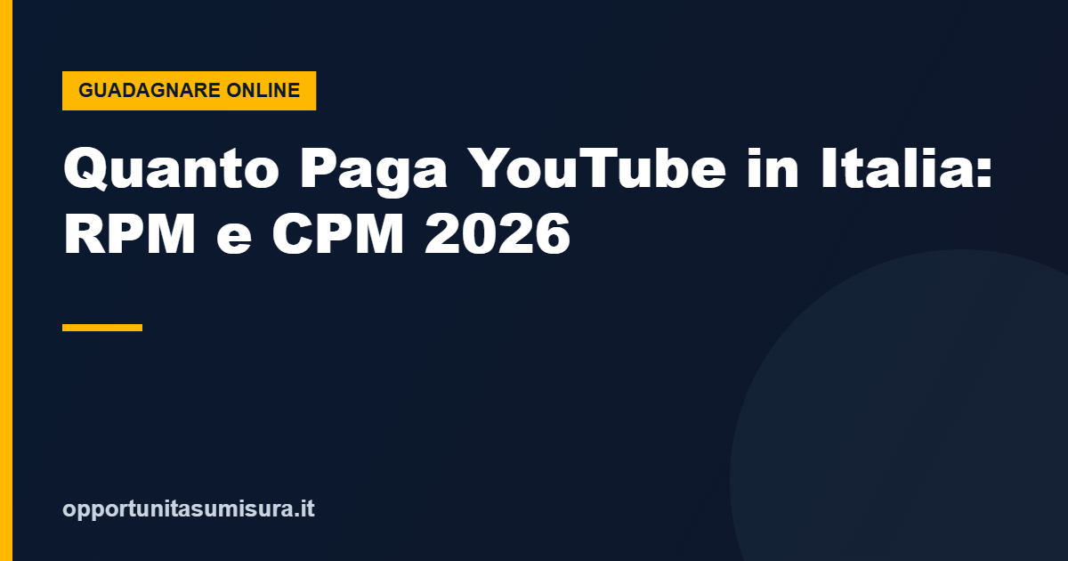 Quanto paga YouTube in Italia: RPM e CPM 2026